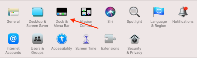 Click "Dock & Menu Bar."